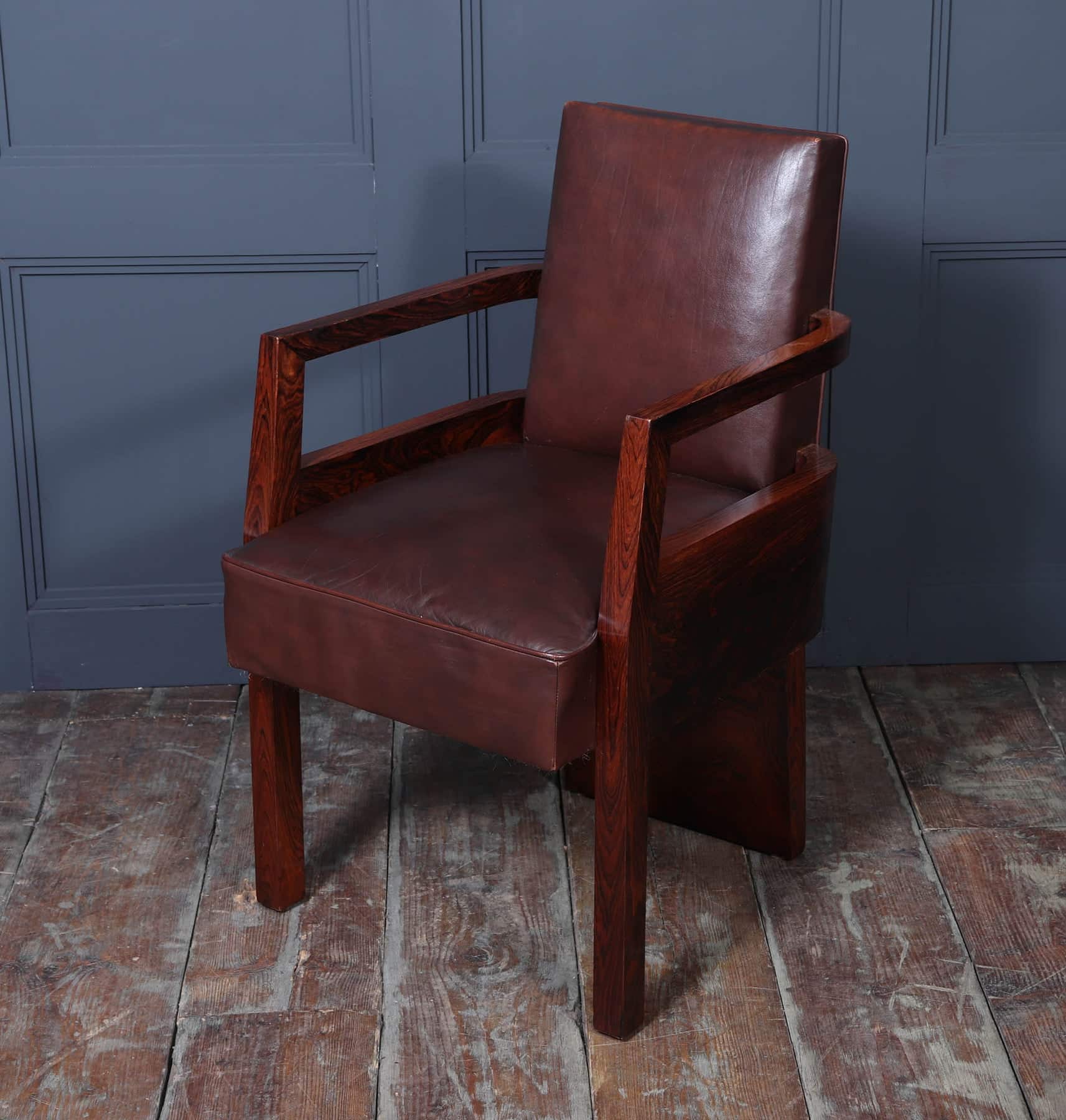 Art Deco French Leather Desk Chair