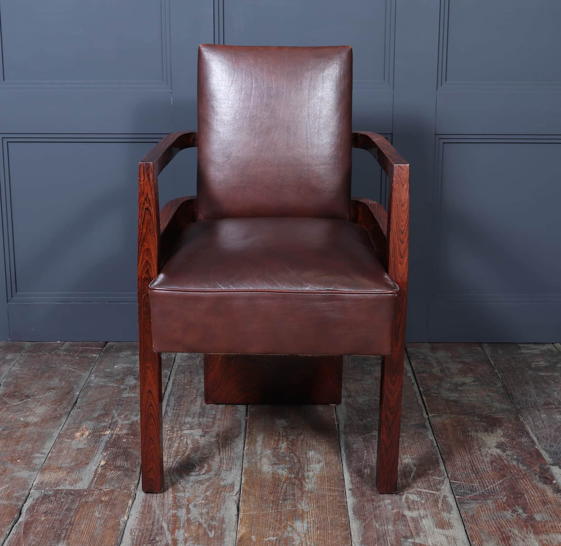 Art Deco French Leather Desk Chair