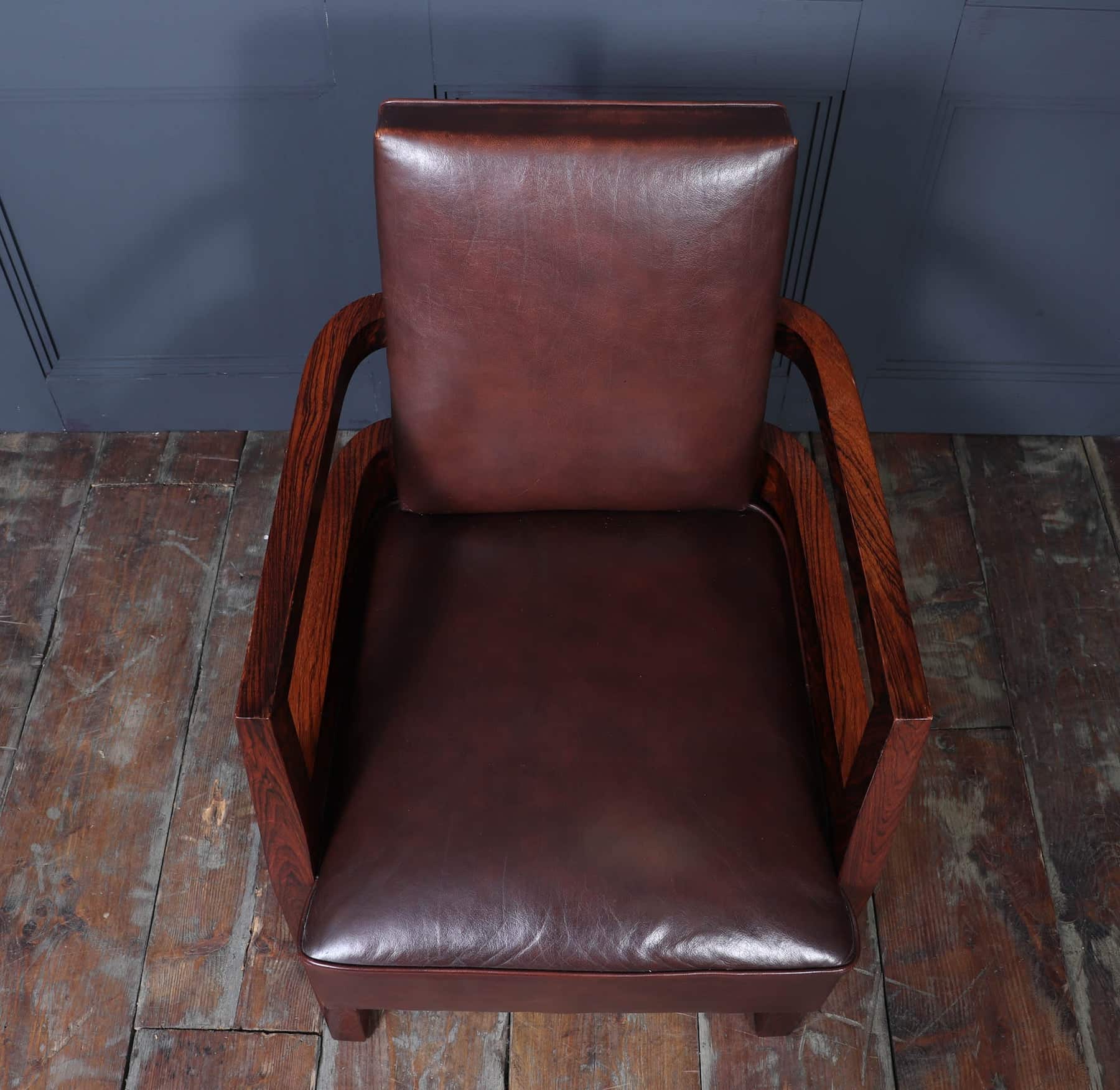 Art Deco French Leather Desk Chair