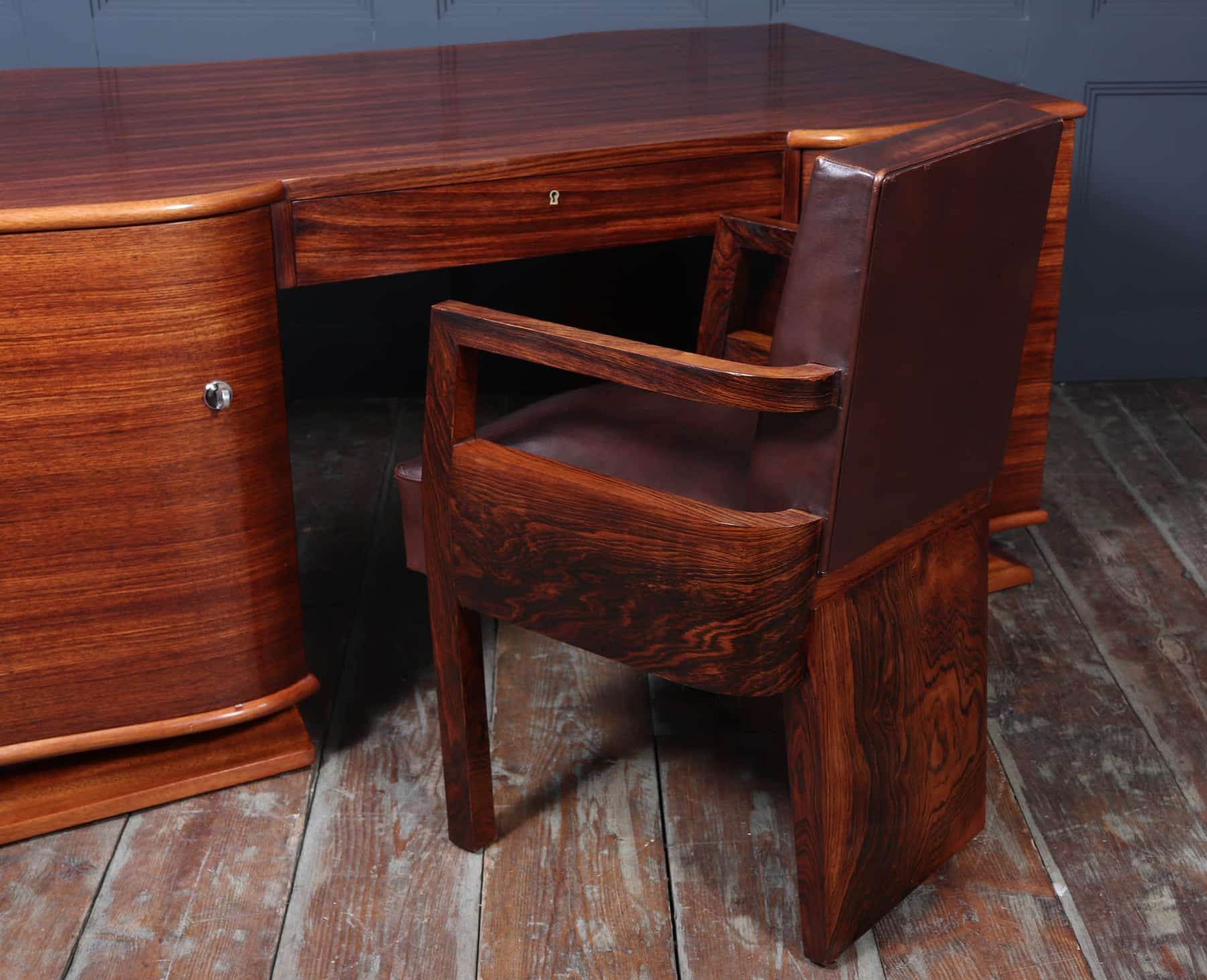 Art Deco French Leather Desk Chair