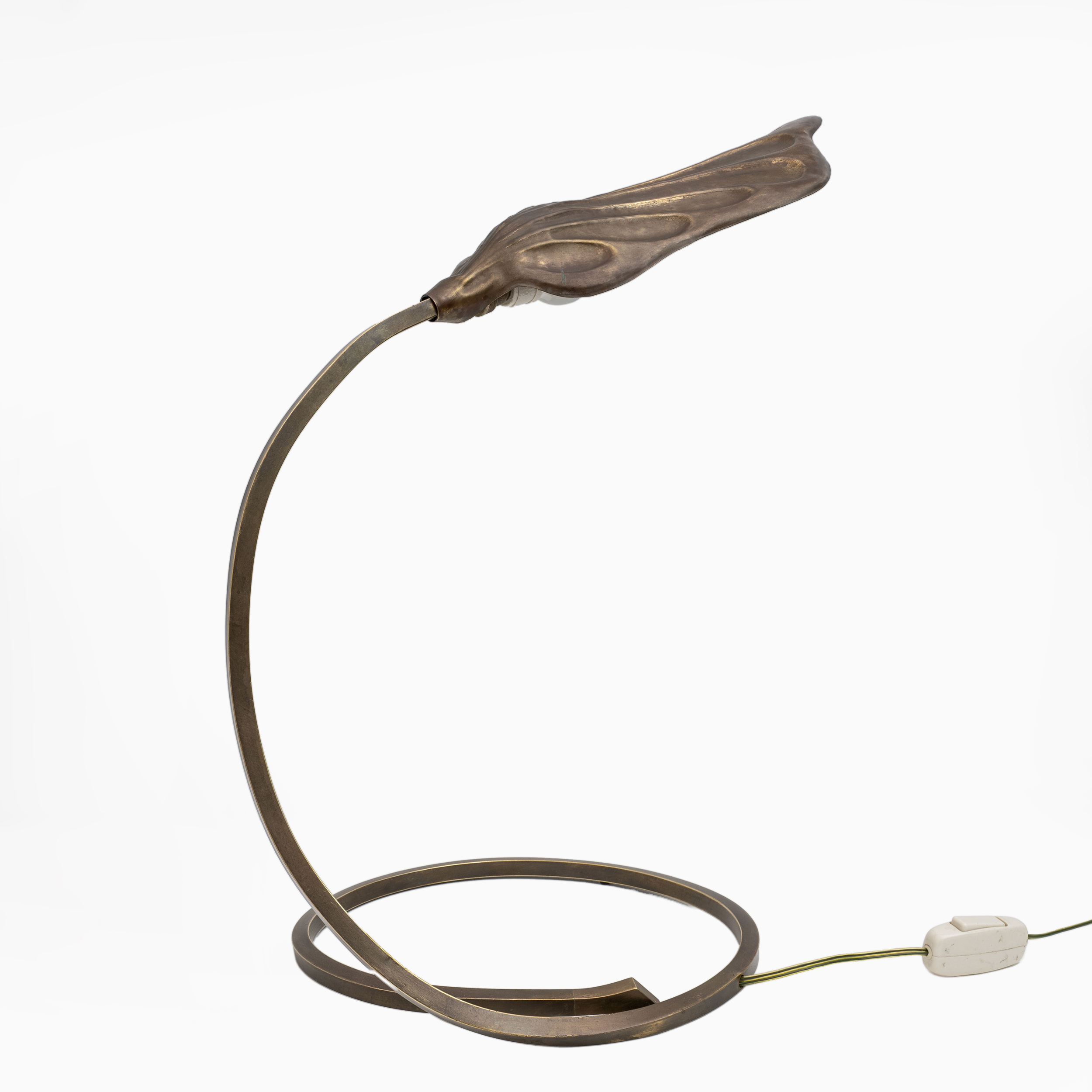 Tommaso Barbi Mid-century Modern Brass Leaf Table Lamp by Bottega Gadda, 1960s