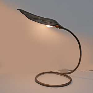 Tommaso Barbi Mid-century Modern Brass Leaf Table Lamp by Bottega Gadda, 1960s