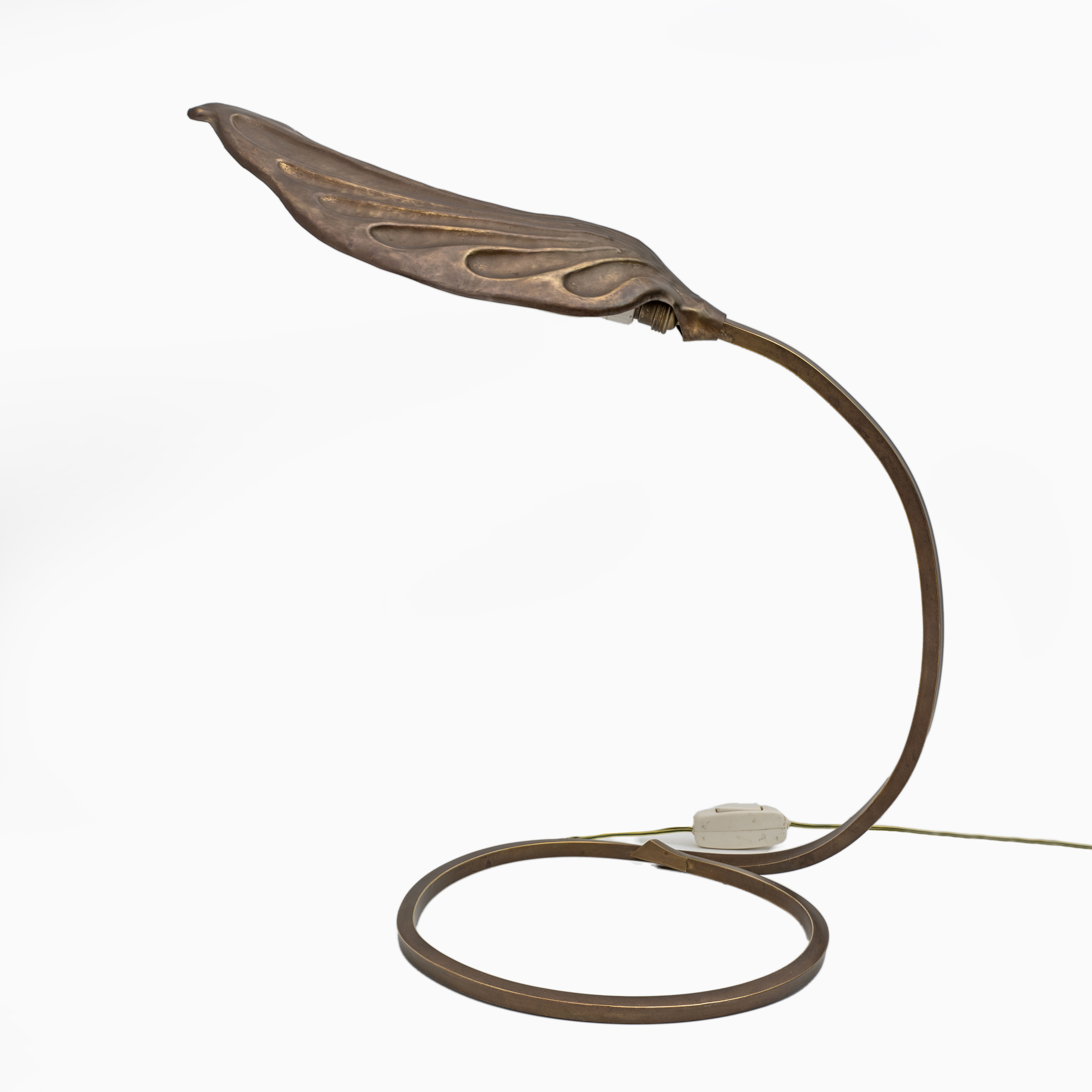 Tommaso Barbi Mid-century Modern Brass Leaf Table Lamp by Bottega Gadda, 1960s