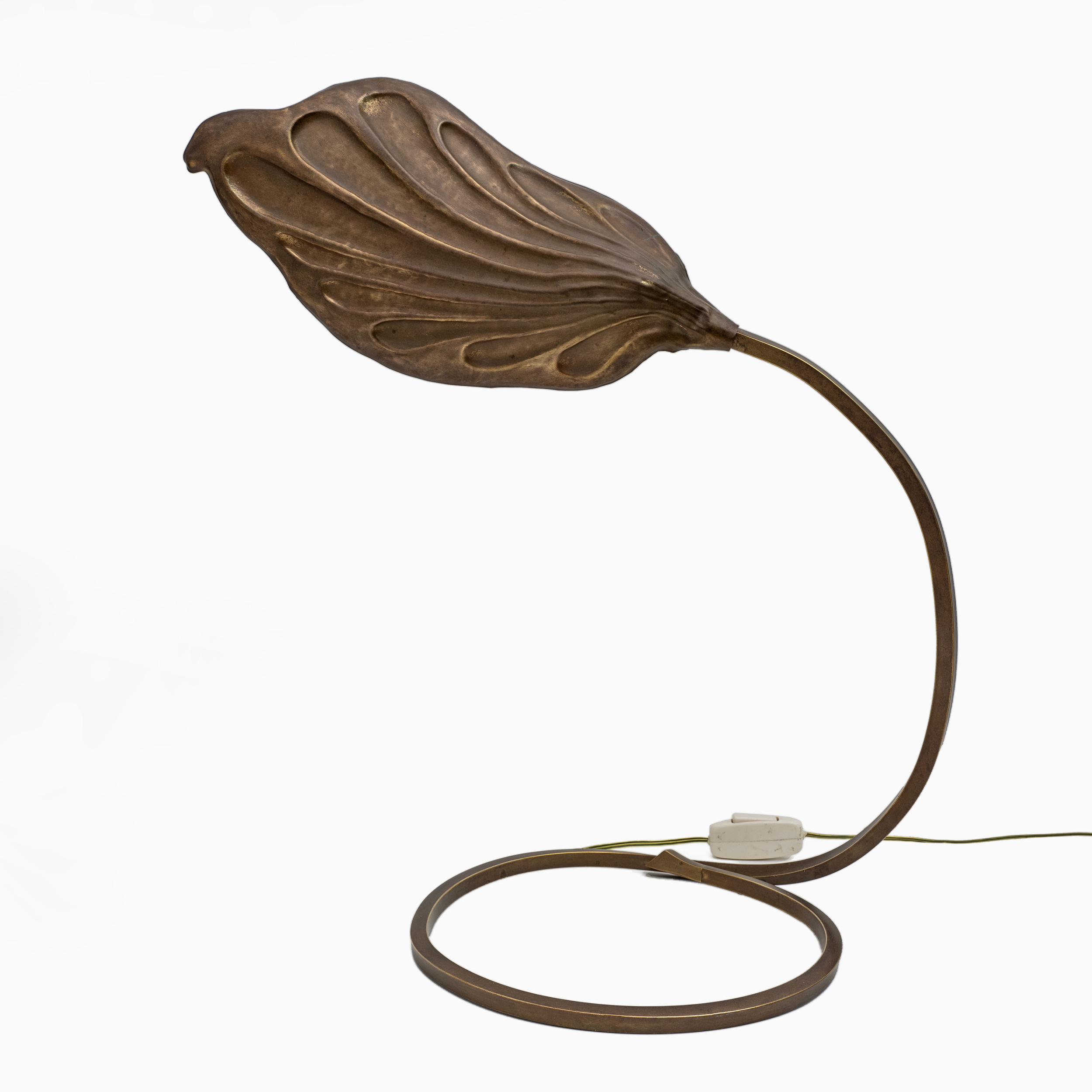 Tommaso Barbi Mid-century Modern Brass Leaf Table Lamp by Bottega Gadda, 1960s