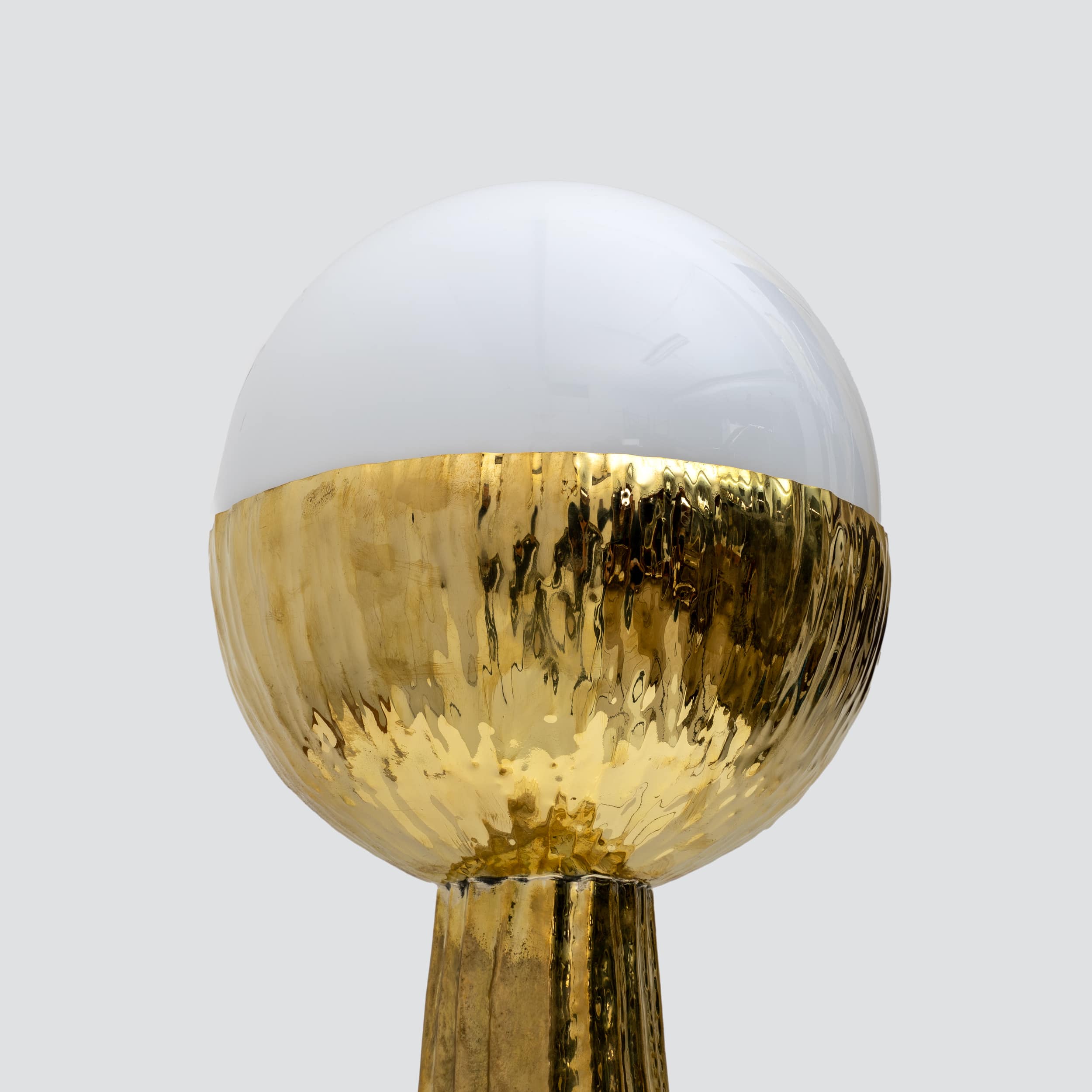 Pair of Modern Italian Brass and Opaline Glass Table Lamps
