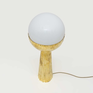 Pair of Modern Italian Brass and Opaline Glass Table Lamps
