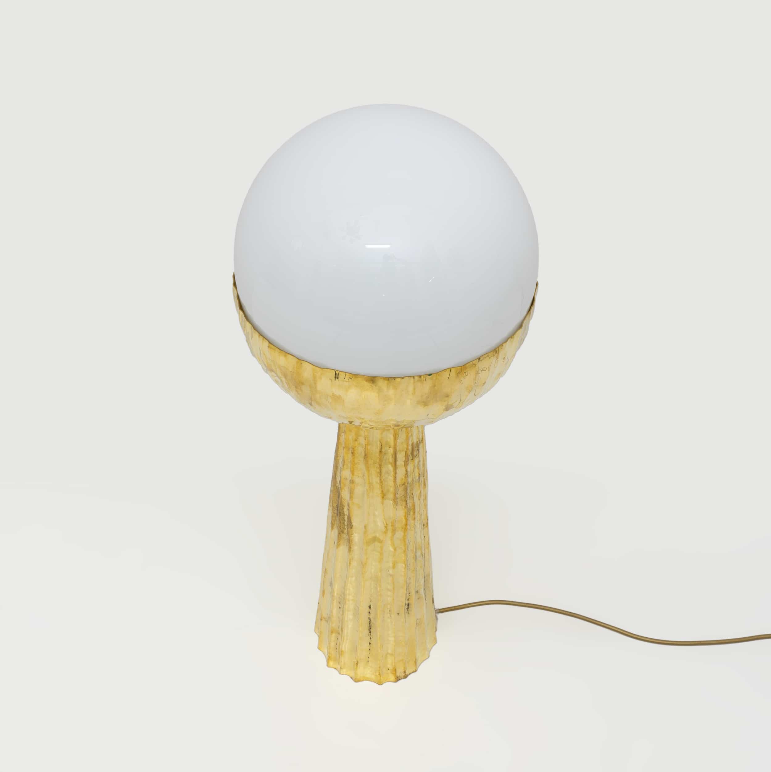 Pair of Modern Italian Brass and Opaline Glass Table Lamps