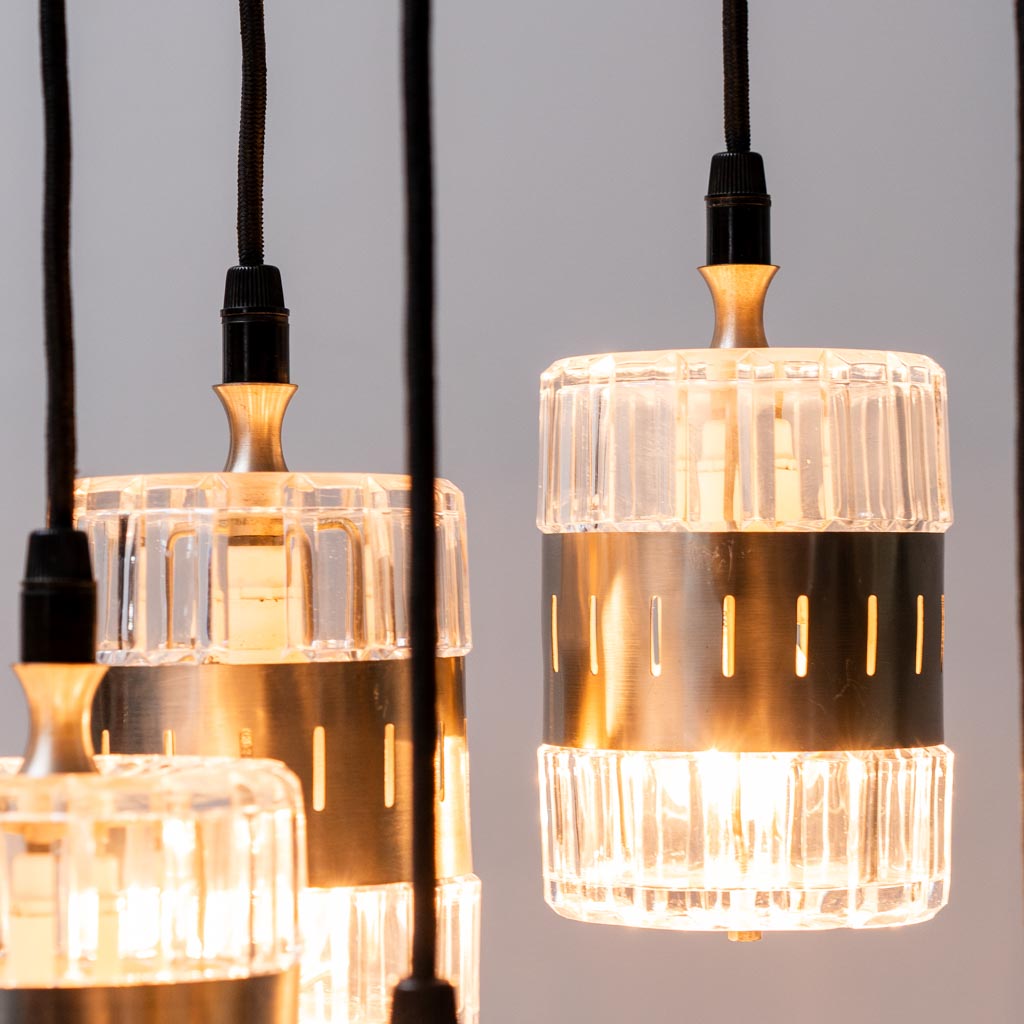 6-Light Glass Metal Chandelier From The 70s Modern Vintage