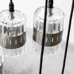 6-Light Glass Metal Chandelier From The 70s Modern Vintage