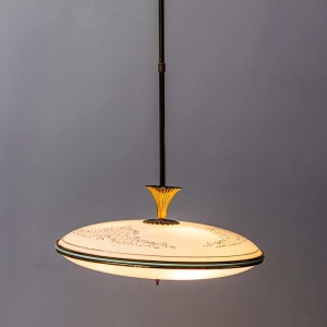 Vintage 1950s Circular Suspension Chandelier