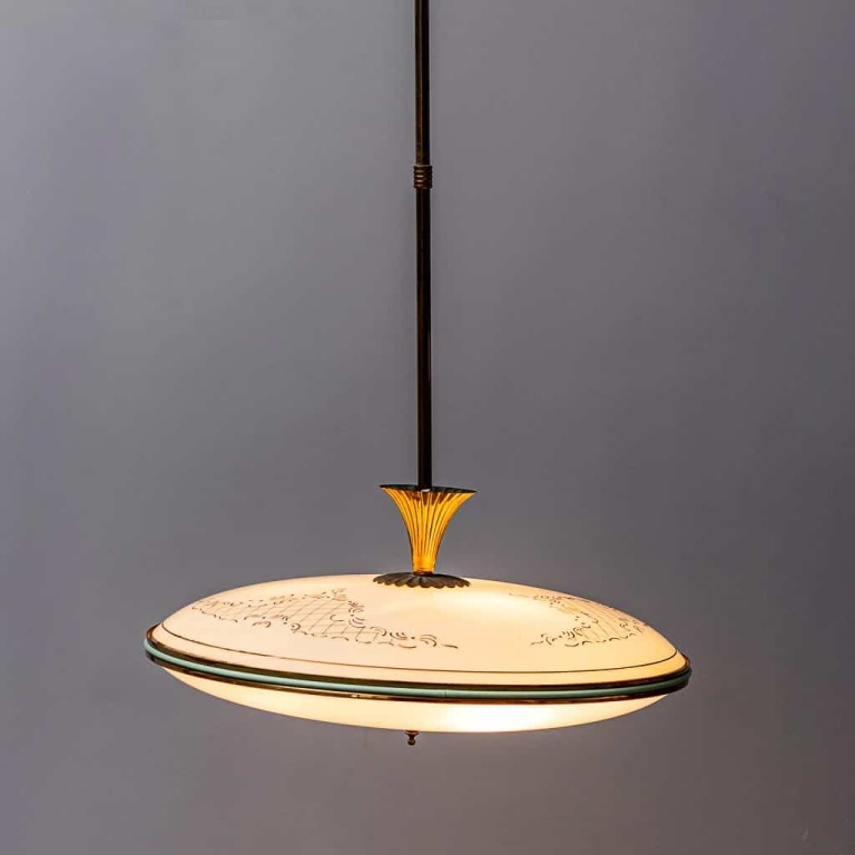 Vintage 1950s Circular Suspension Chandelier - Image 7