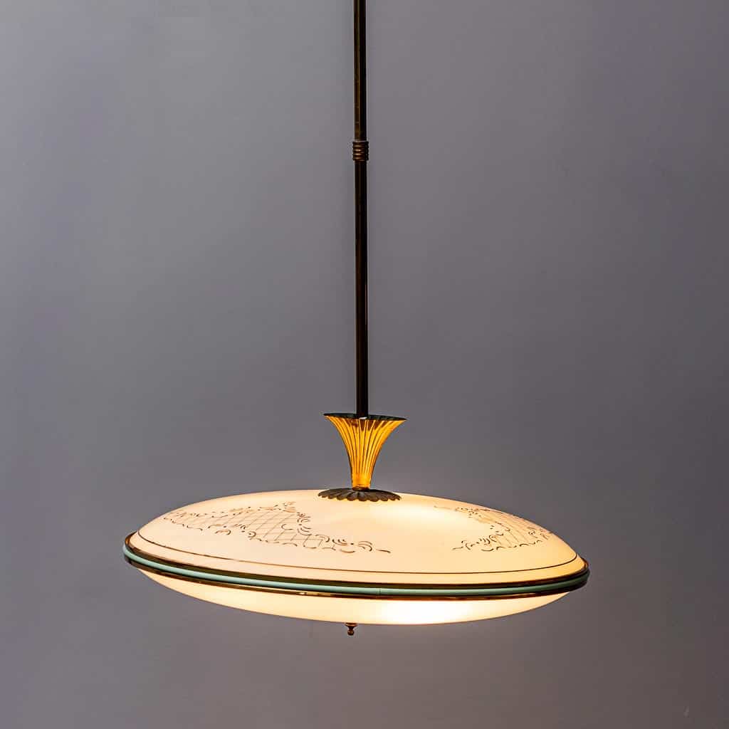 Vintage 1950s Circular Suspension Chandelier
