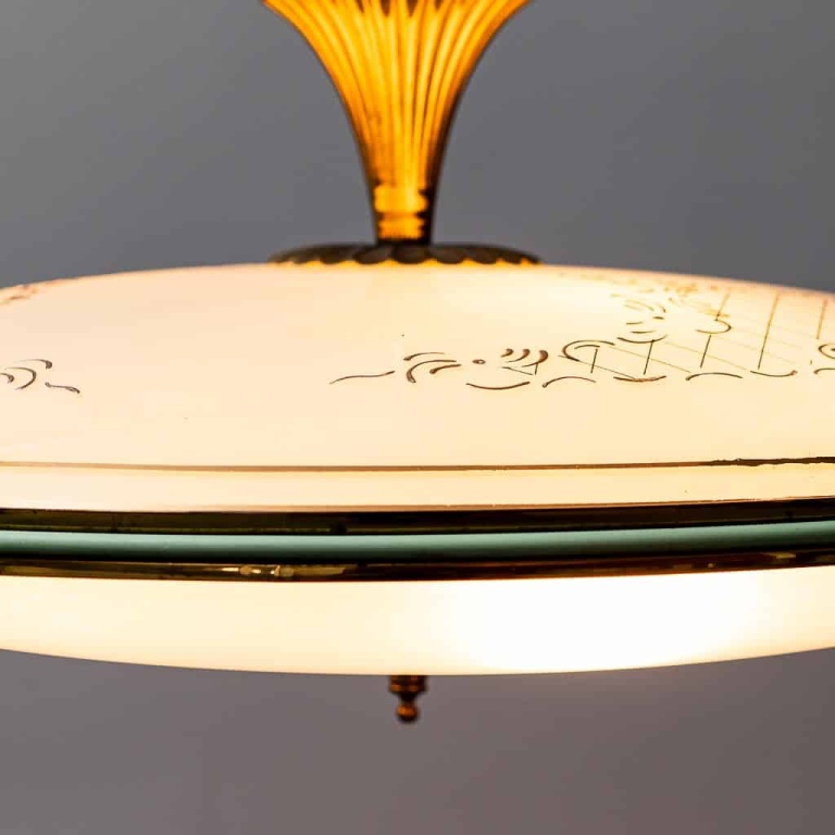 Vintage 1950s Circular Suspension Chandelier - Image 8