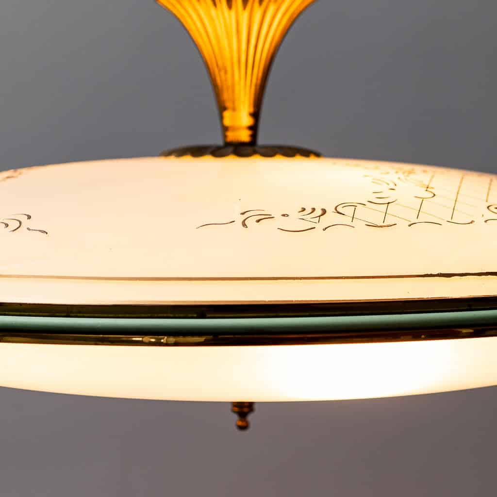 Vintage 1950s Circular Suspension Chandelier
