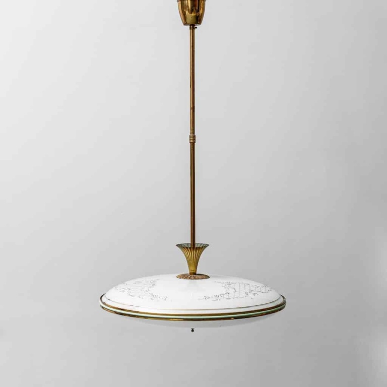 Vintage 1950s Circular Suspension Chandelier