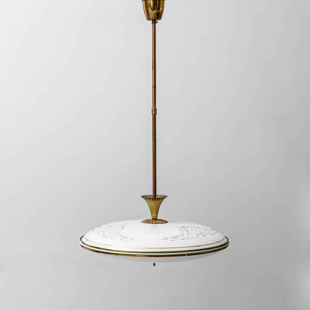Vintage 1950s Circular Suspension Chandelier