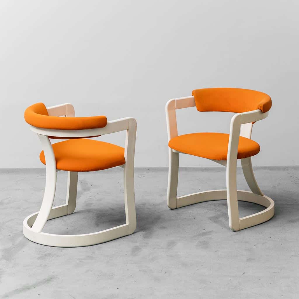 Pair Of Brigitte Chairs Pozzi Verga Fabric From The 1970s Modern Vintage