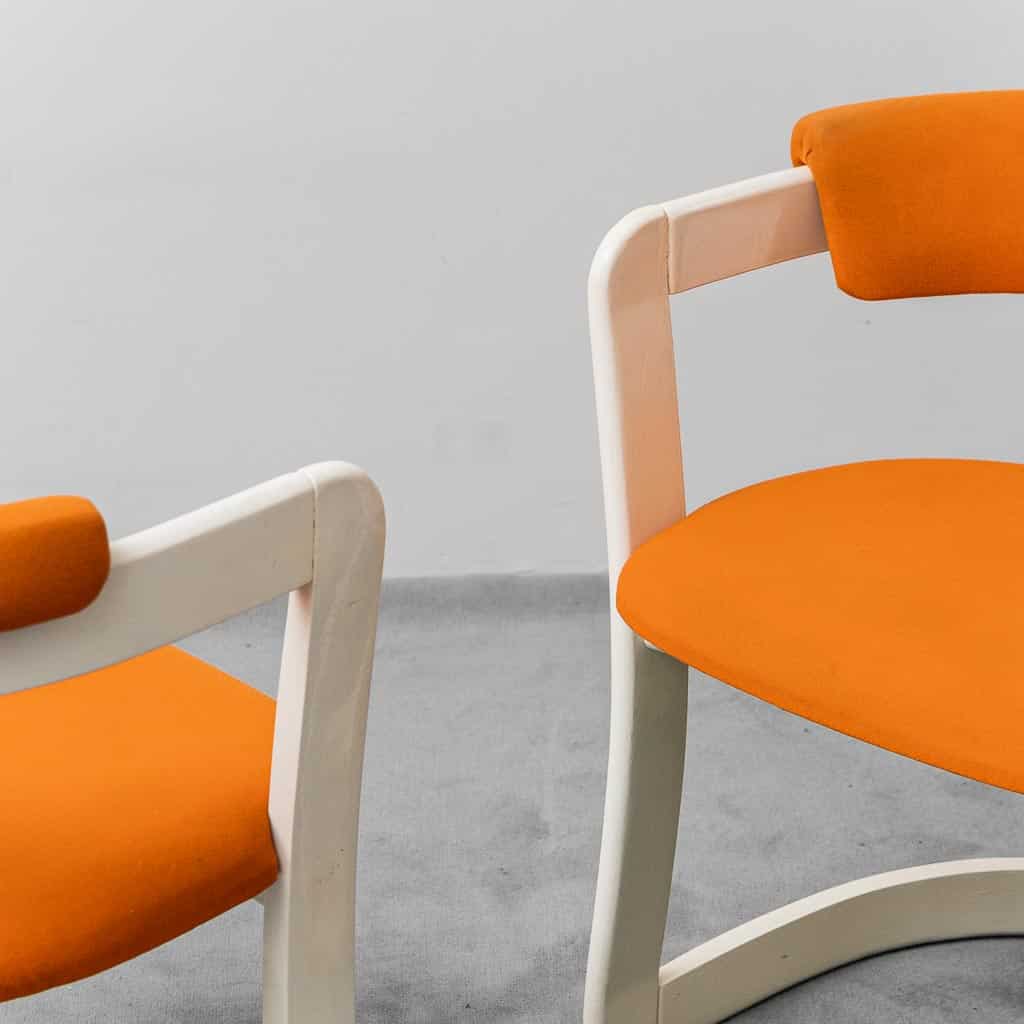Pair Of Brigitte Chairs Pozzi Verga Fabric From The 1970s Modern Vintage