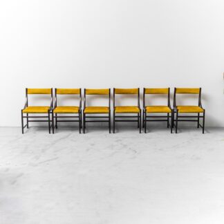 Set Of 6 Yellow Wood Fabric Chairs From The 1960s Modern Vintage