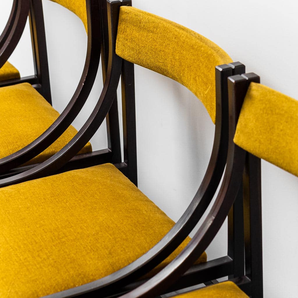 Set Of 6 Yellow Wood Fabric Chairs From The 1960s Modern Vintage