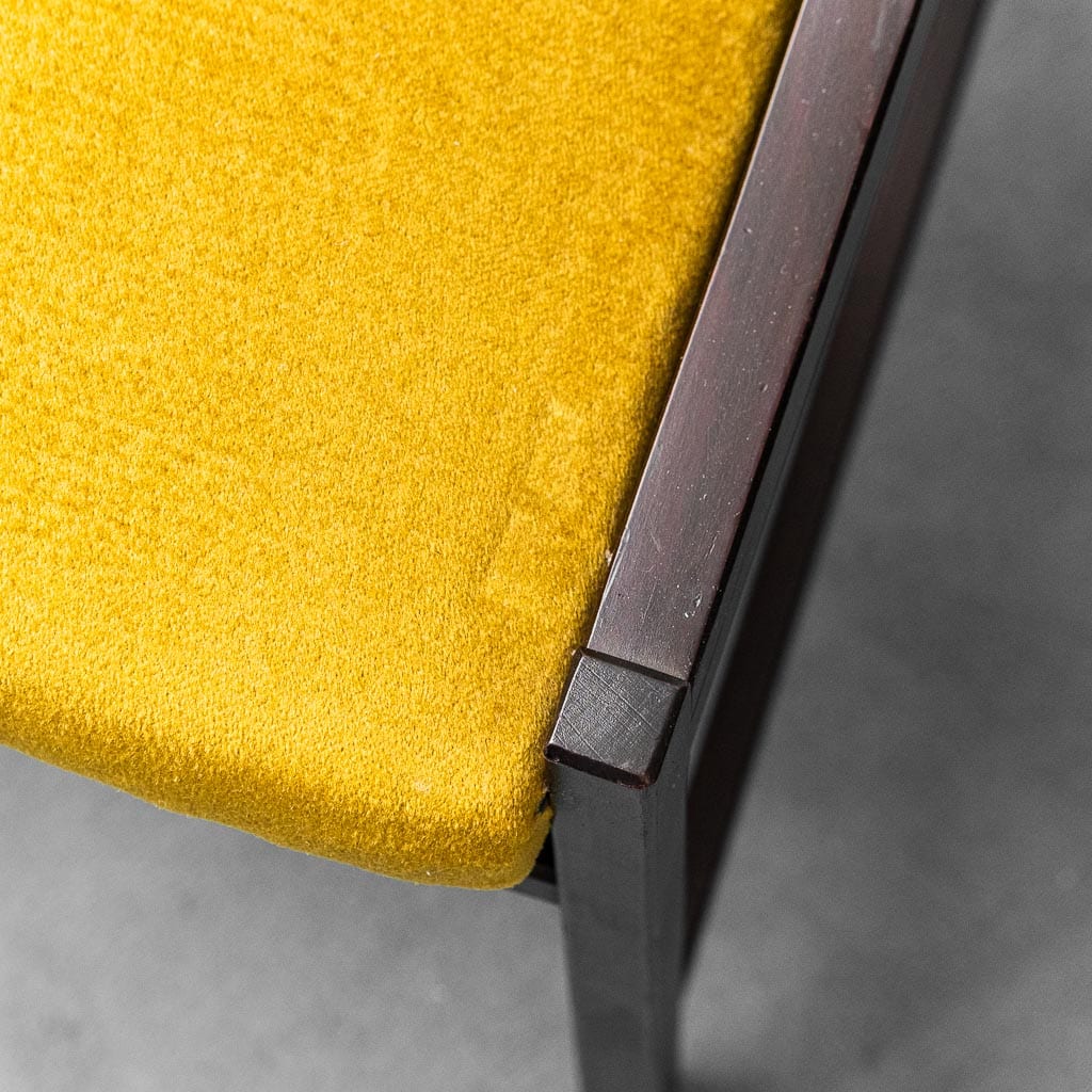 Set Of 6 Yellow Wood Fabric Chairs From The 1960s Modern Vintage