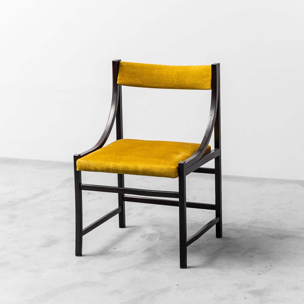 Set Of 6 Yellow Wood Fabric Chairs From The 1960s Modern Vintage