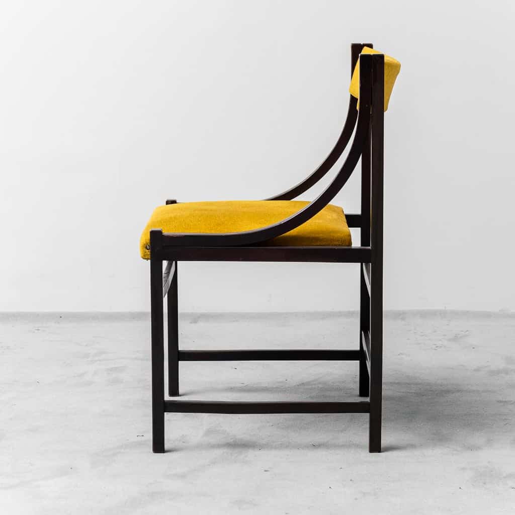 Set Of 6 Yellow Wood Fabric Chairs From The 1960s Modern Vintage