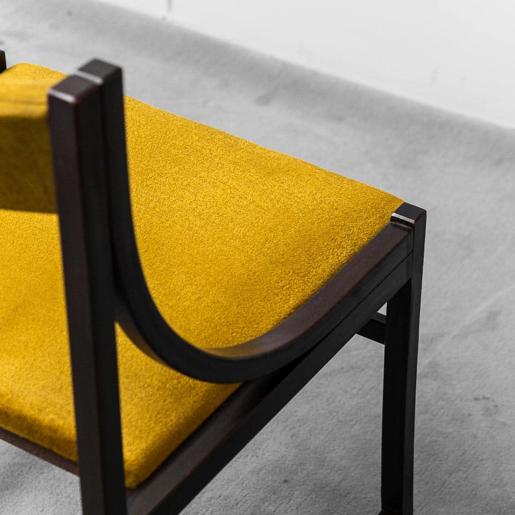 Set Of 6 Yellow Wood Fabric Chairs From The 1960s Modern Vintage