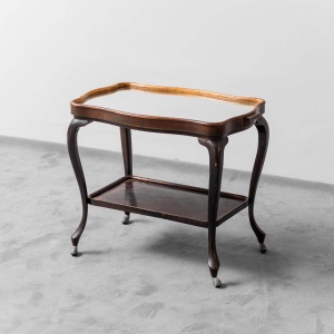 Trolley With Wooden And 1950s Glass Shelves