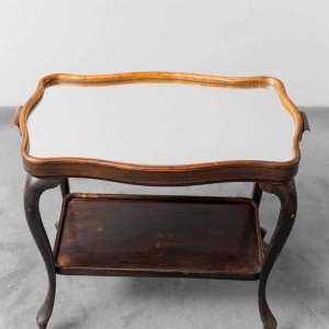 Trolley With Wooden And 1950s Glass Shelves
