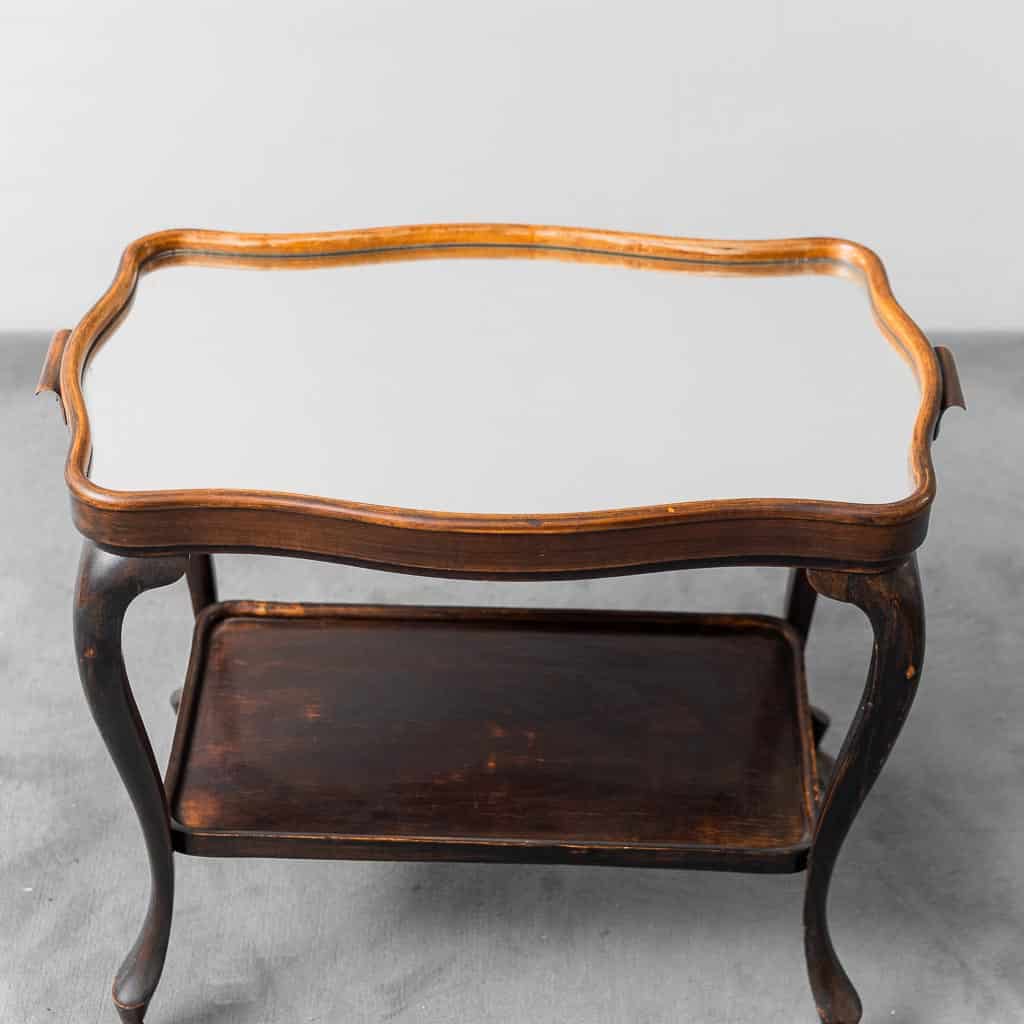 Trolley With Wooden And 1950s Glass Shelves