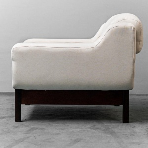 Pair Of White Cotton Armchairs Saporiti 70s Vintage Modern