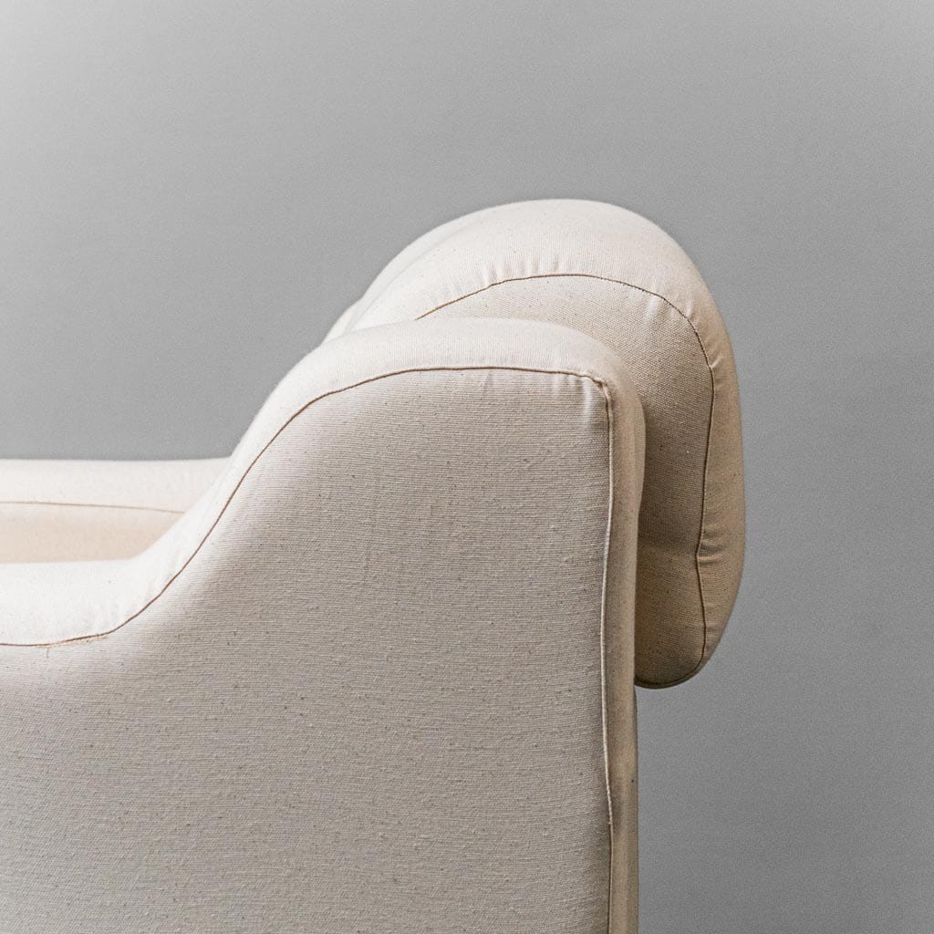 Pair Of White Cotton Armchairs Saporiti 70s Vintage Modern