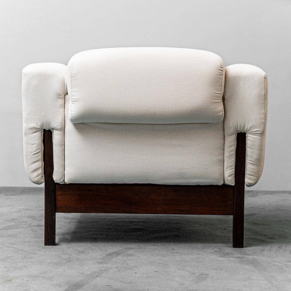 Pair Of White Cotton Armchairs Saporiti 70s Vintage Modern