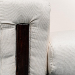 Pair Of White Cotton Armchairs Saporiti 70s Vintage Modern