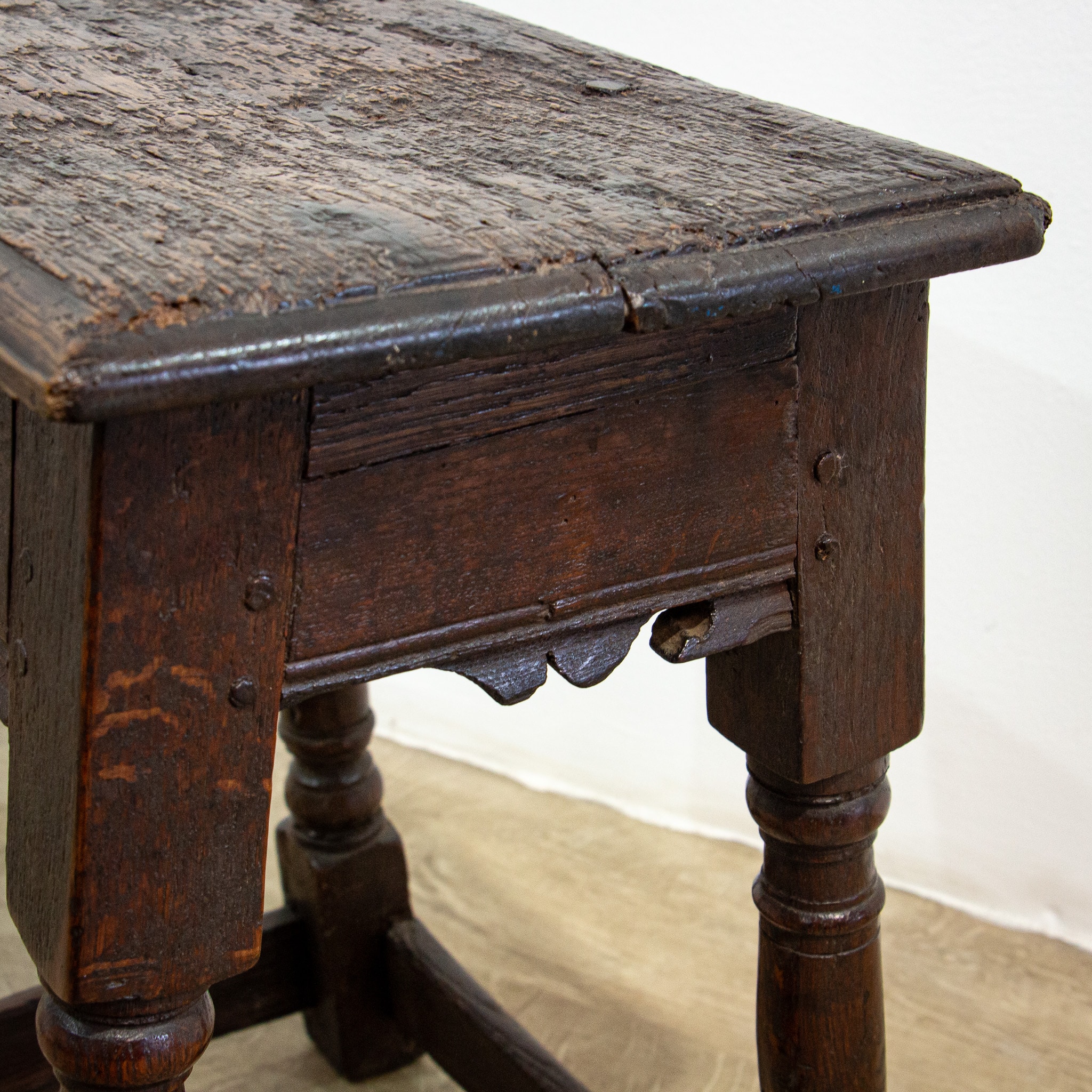 17th Century Oak Joint or Coffin Stool