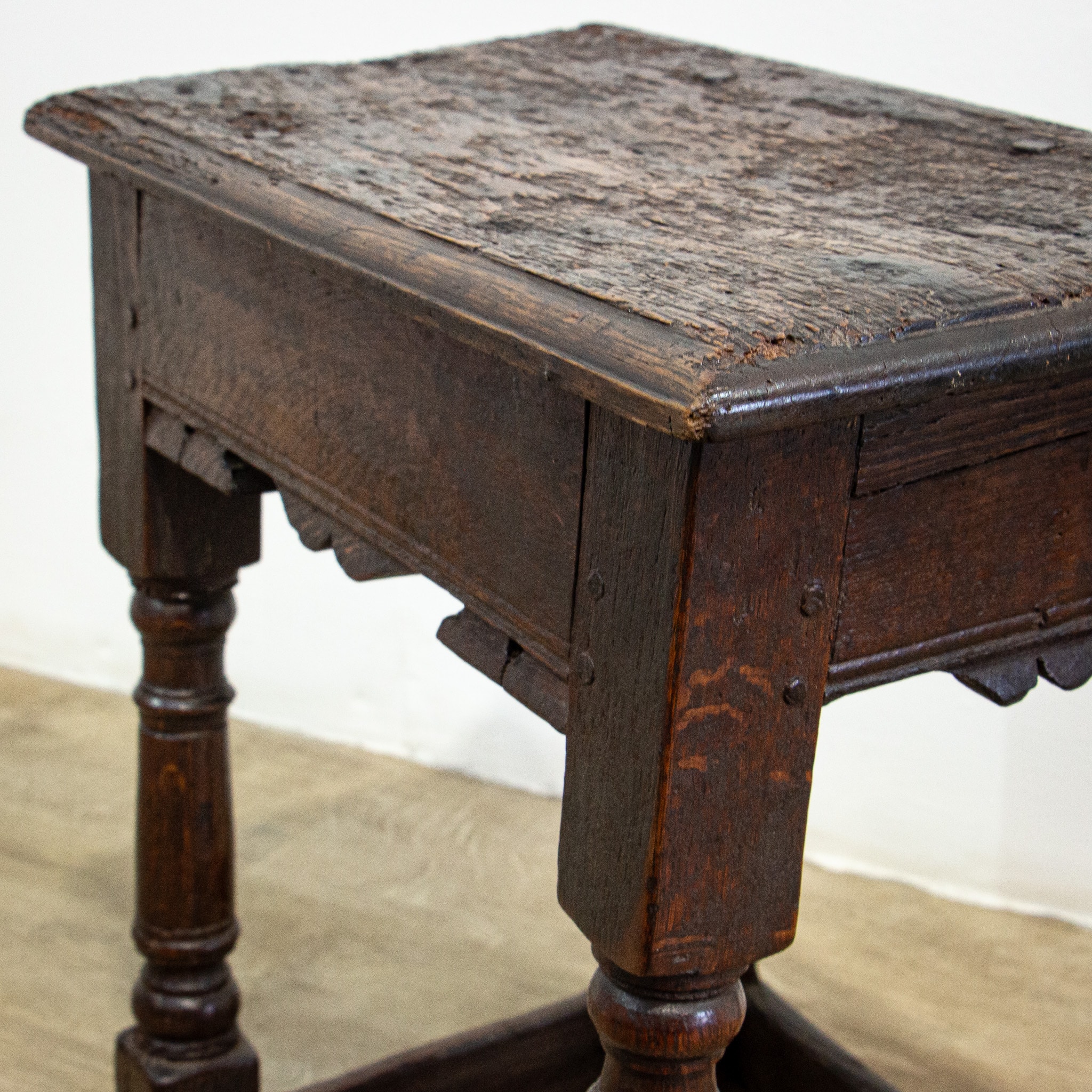 17th Century Oak Joint or Coffin Stool