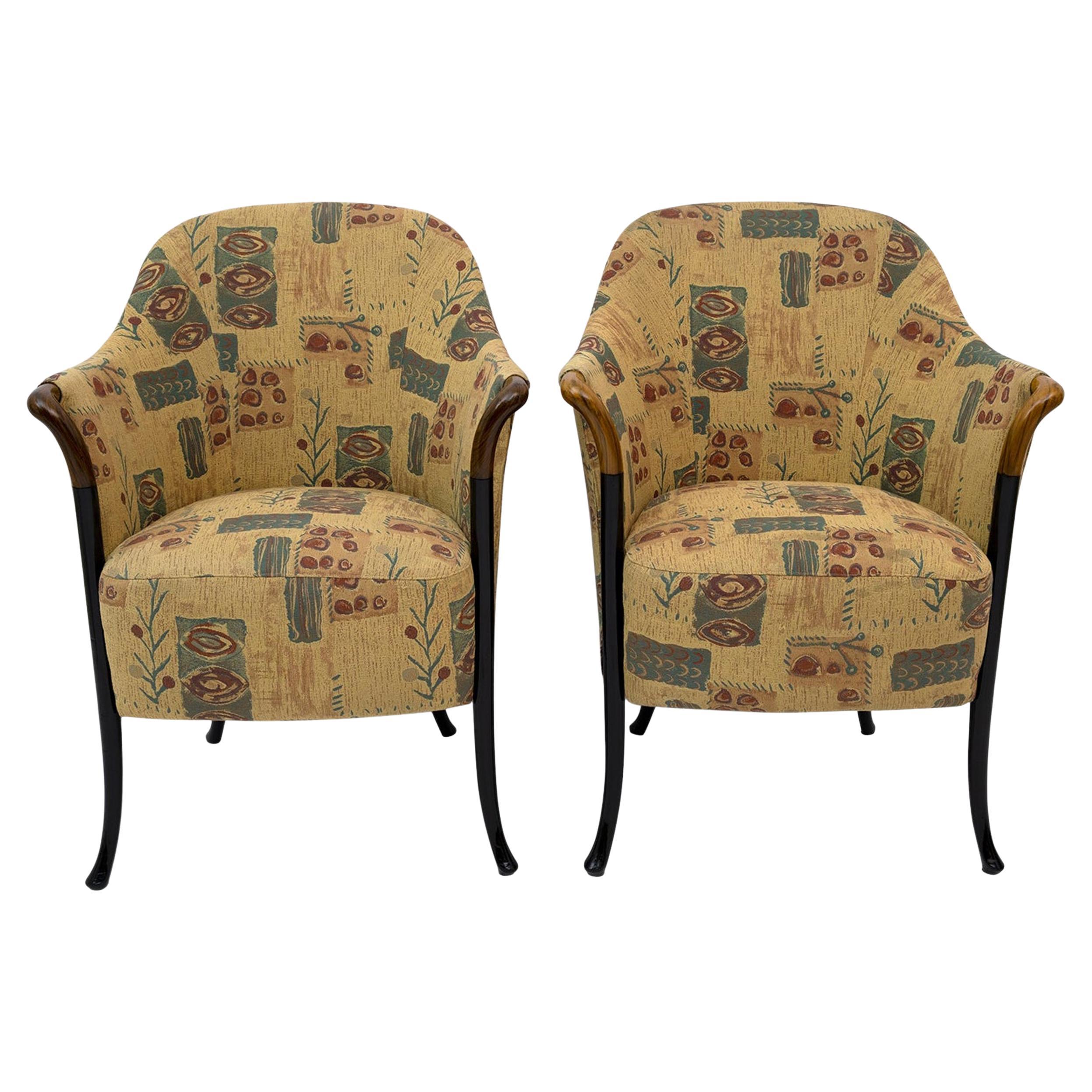 Pair of Giorgetti Italian Armchairs Progetti, 1980s