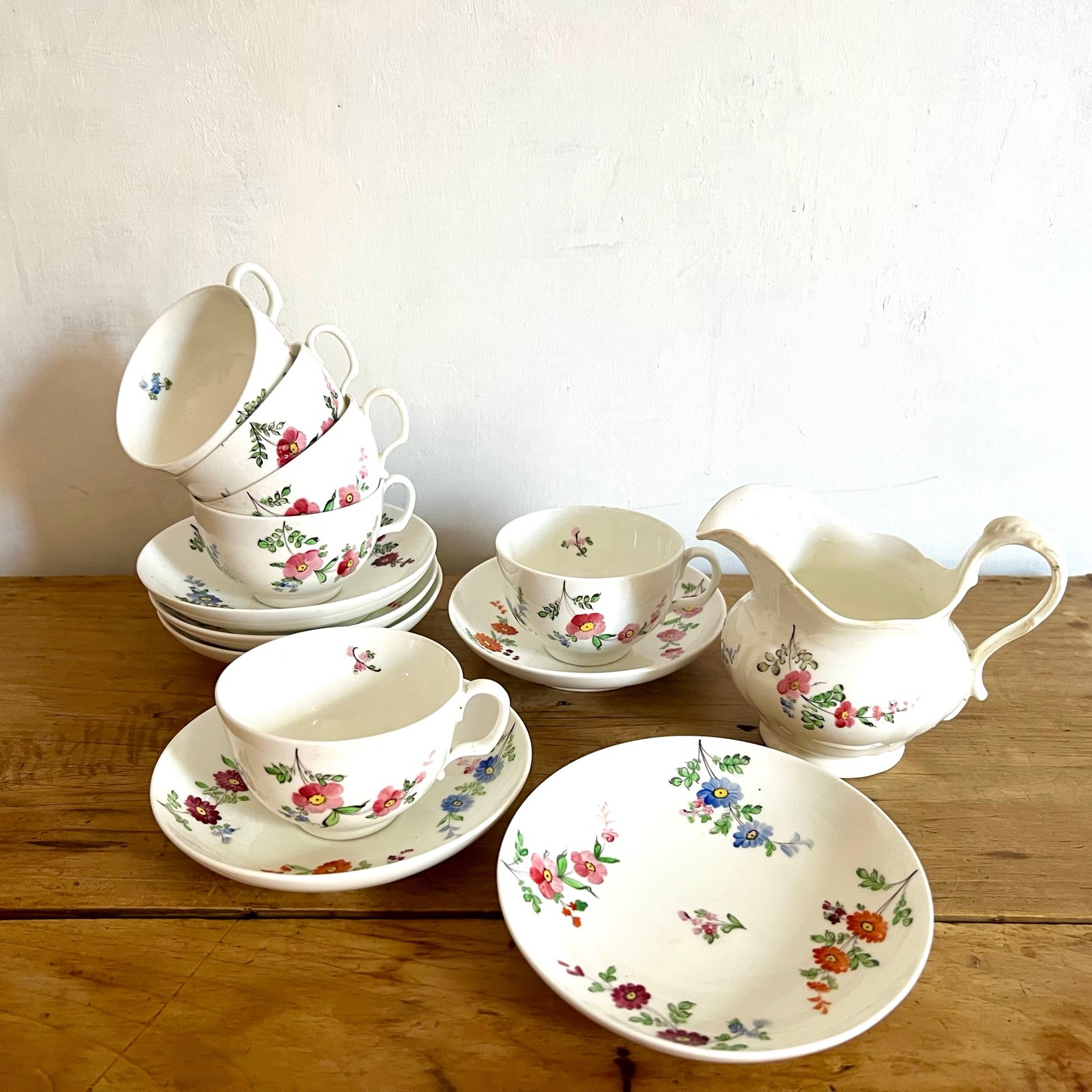 Rare Georgian Hand Painted Six Piece Tea Set C1830