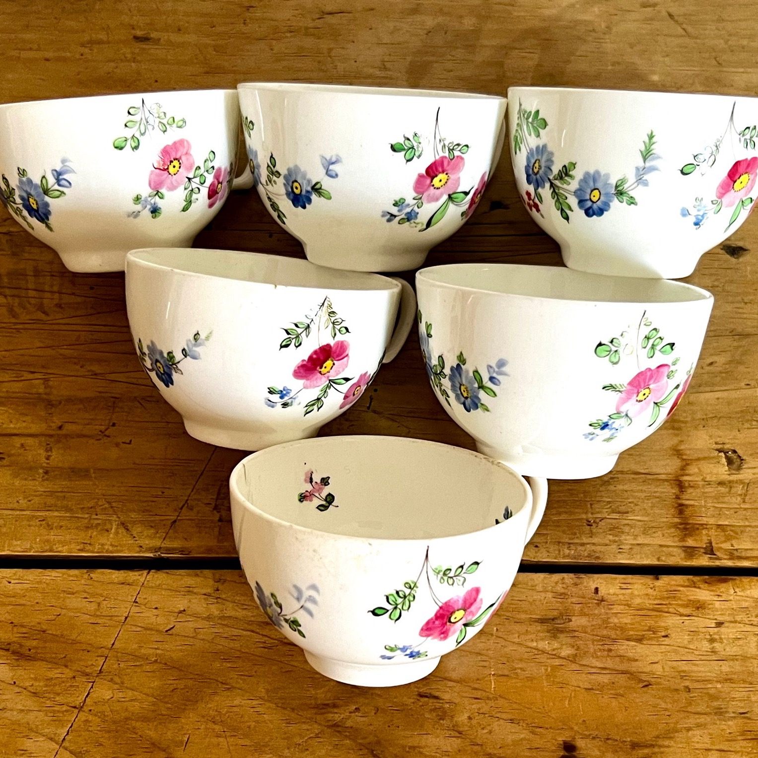 Rare Georgian Hand Painted Six Piece Tea Set C1830