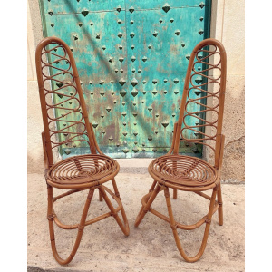 Vintage Rattan Chairs By Dirk Van Sliedrecht For Rohe Noordwolde, 1960s