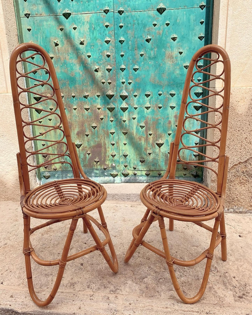 Vintage Rattan Chairs By Dirk Van Sliedrecht For Rohe Noordwolde, 1960s