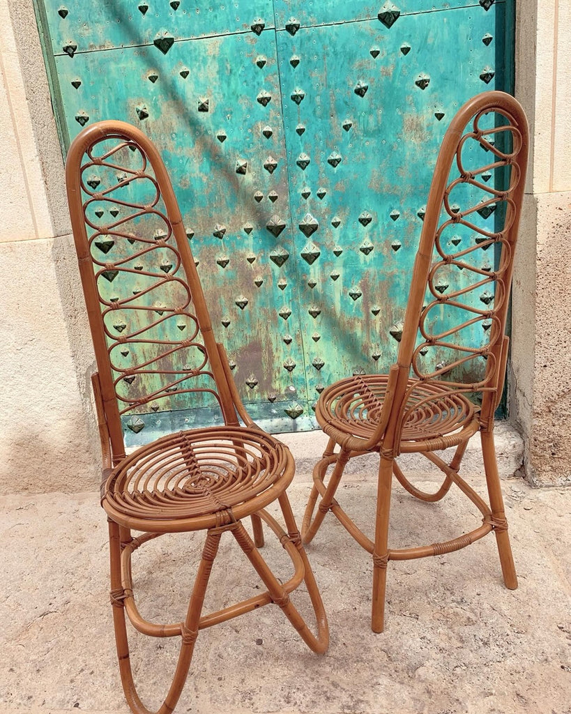 Vintage Rattan Chairs By Dirk Van Sliedrecht For Rohe Noordwolde, 1960s