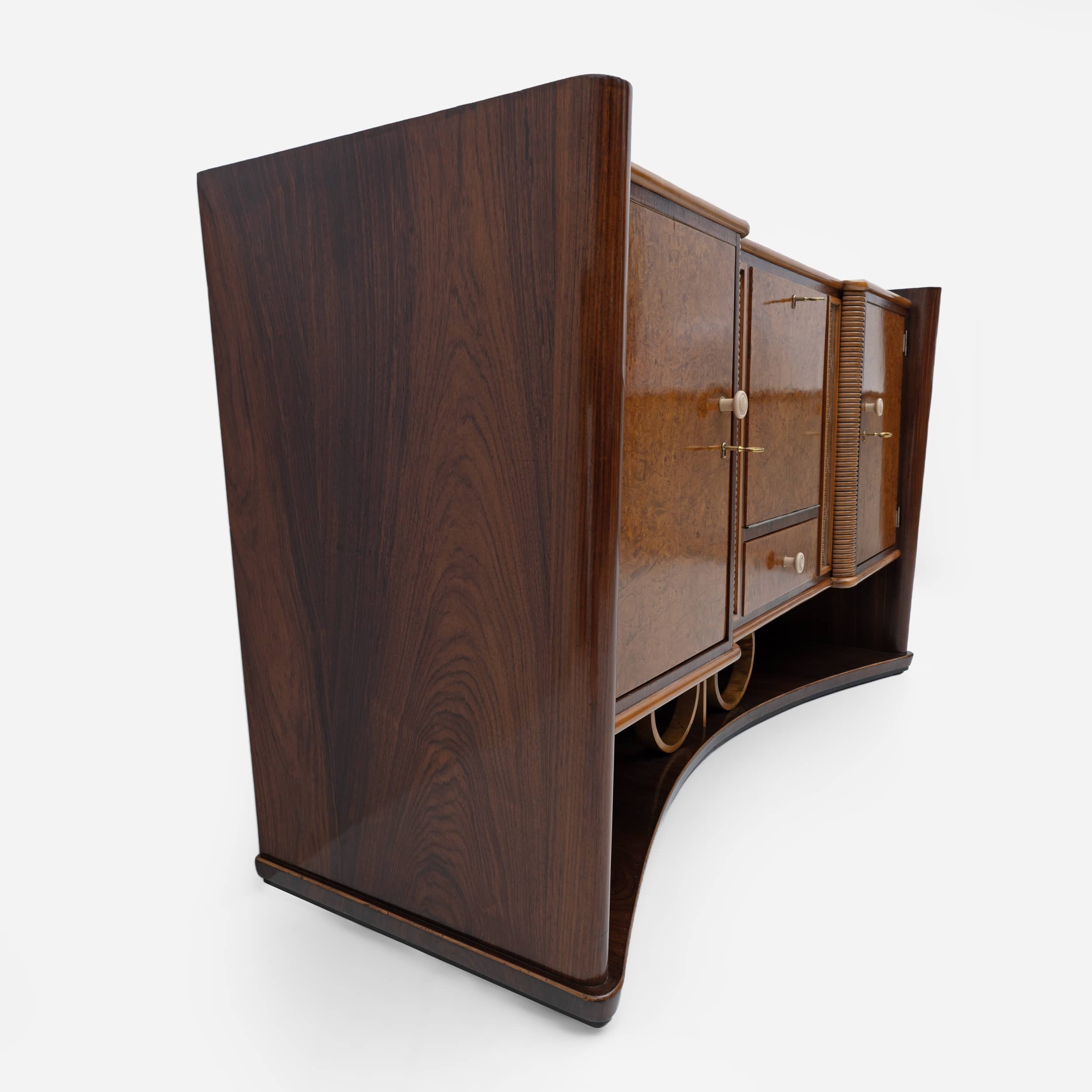 Art Decò Italian Walnut and Maple Sideboard, 1930s