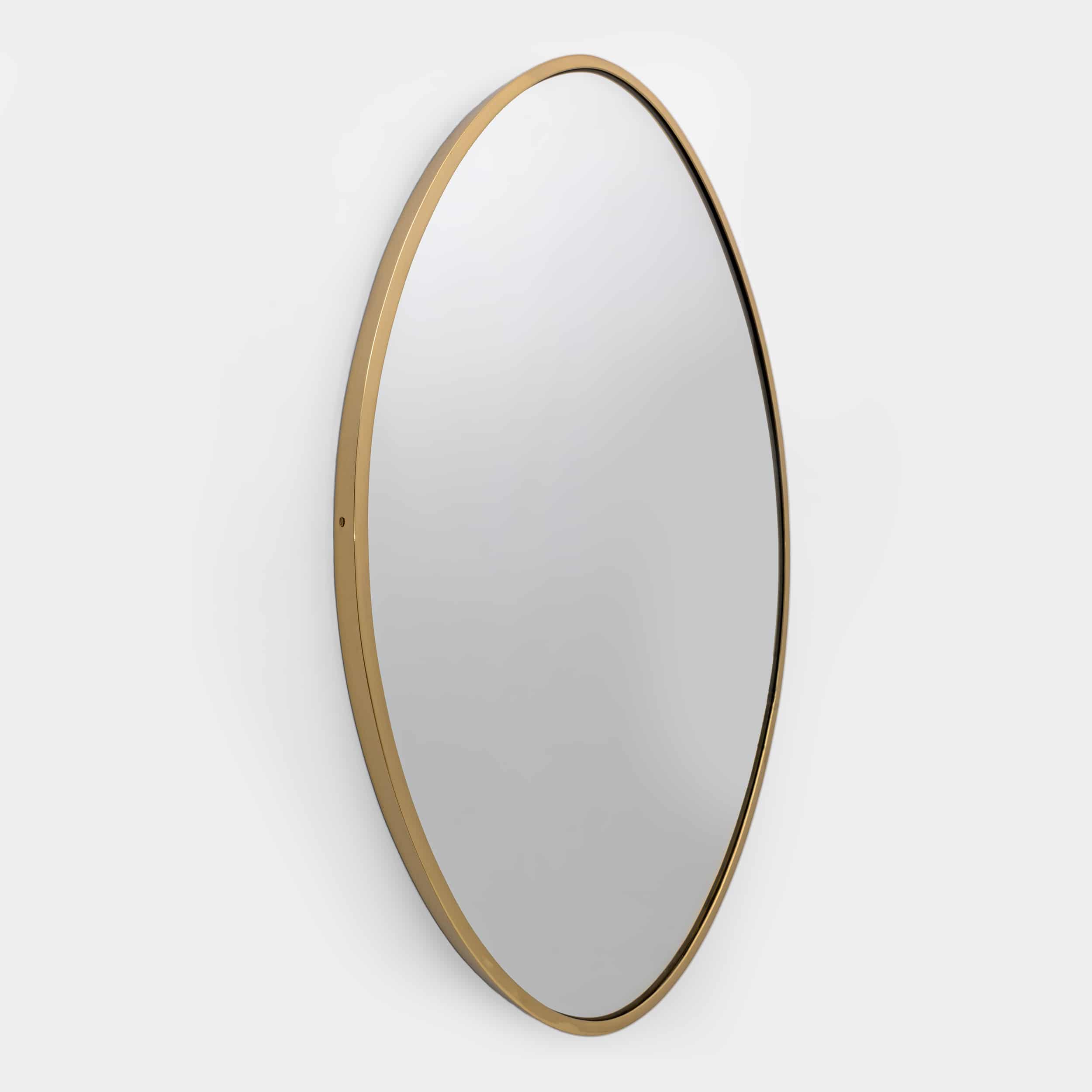 Attributed Gio Ponti Mid-century Modern Italian Brass Wall Mirror, 1950s