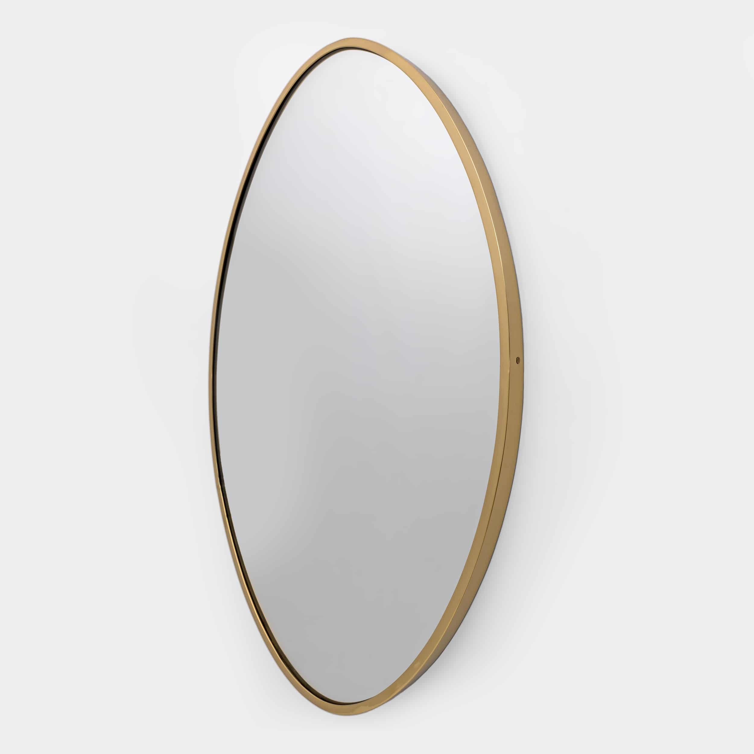 Attributed Gio Ponti Mid-century Modern Italian Brass Wall Mirror, 1950s