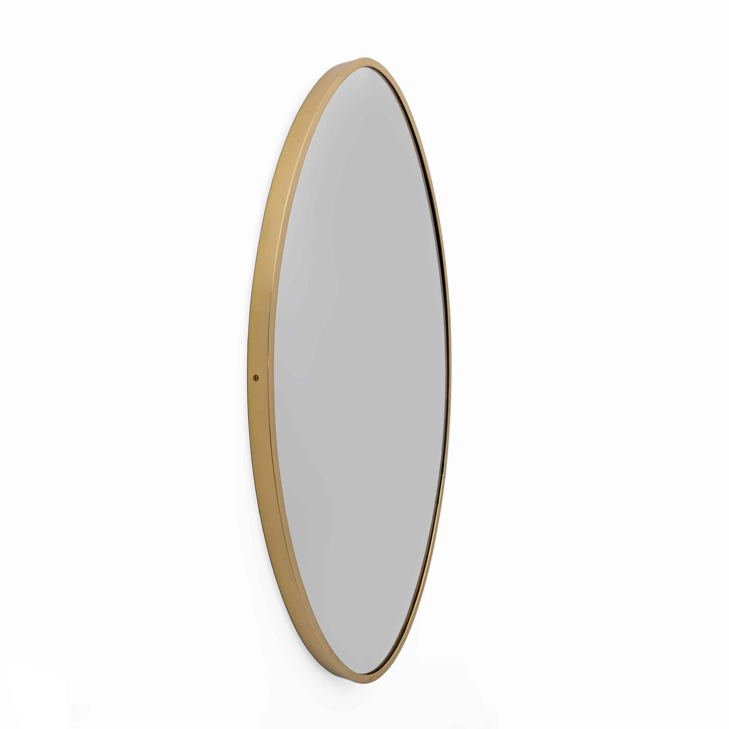 Attributed Gio Ponti Mid-century Modern Italian Brass Wall Mirror, 1950s