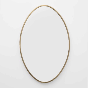 Attributed Gio Ponti Mid-century Modern Italian Brass Wall Mirror, 1950s