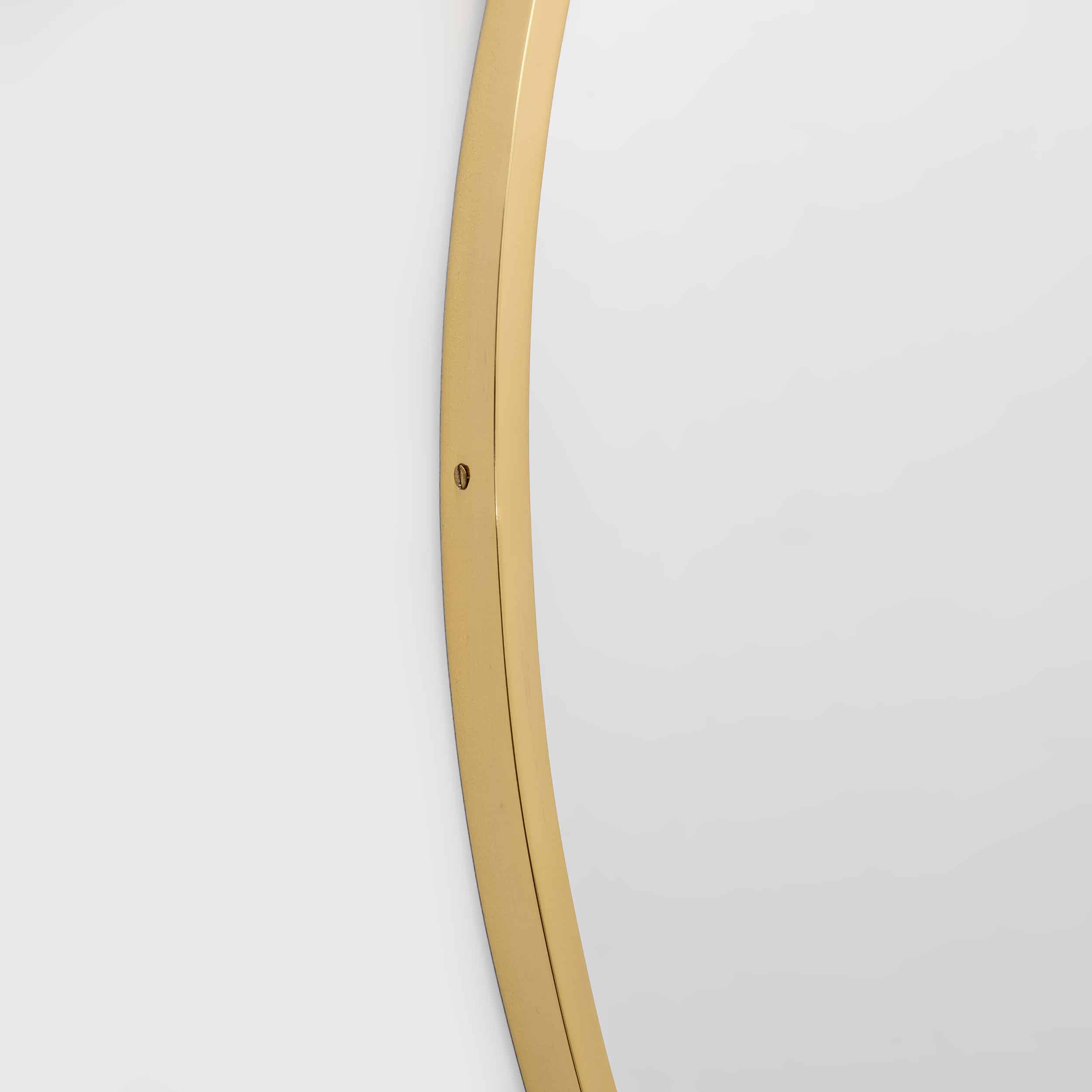 Attributed Gio Ponti Mid-century Modern Italian Brass Wall Mirror, 1950s