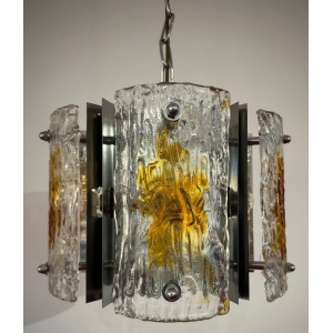 Stunning Italian Mazzega Chrome Murano Glass Pendant Light, 1960s